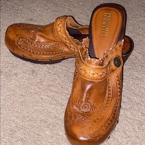 Boho Tooled Faux Leather Clog Mule Shoes